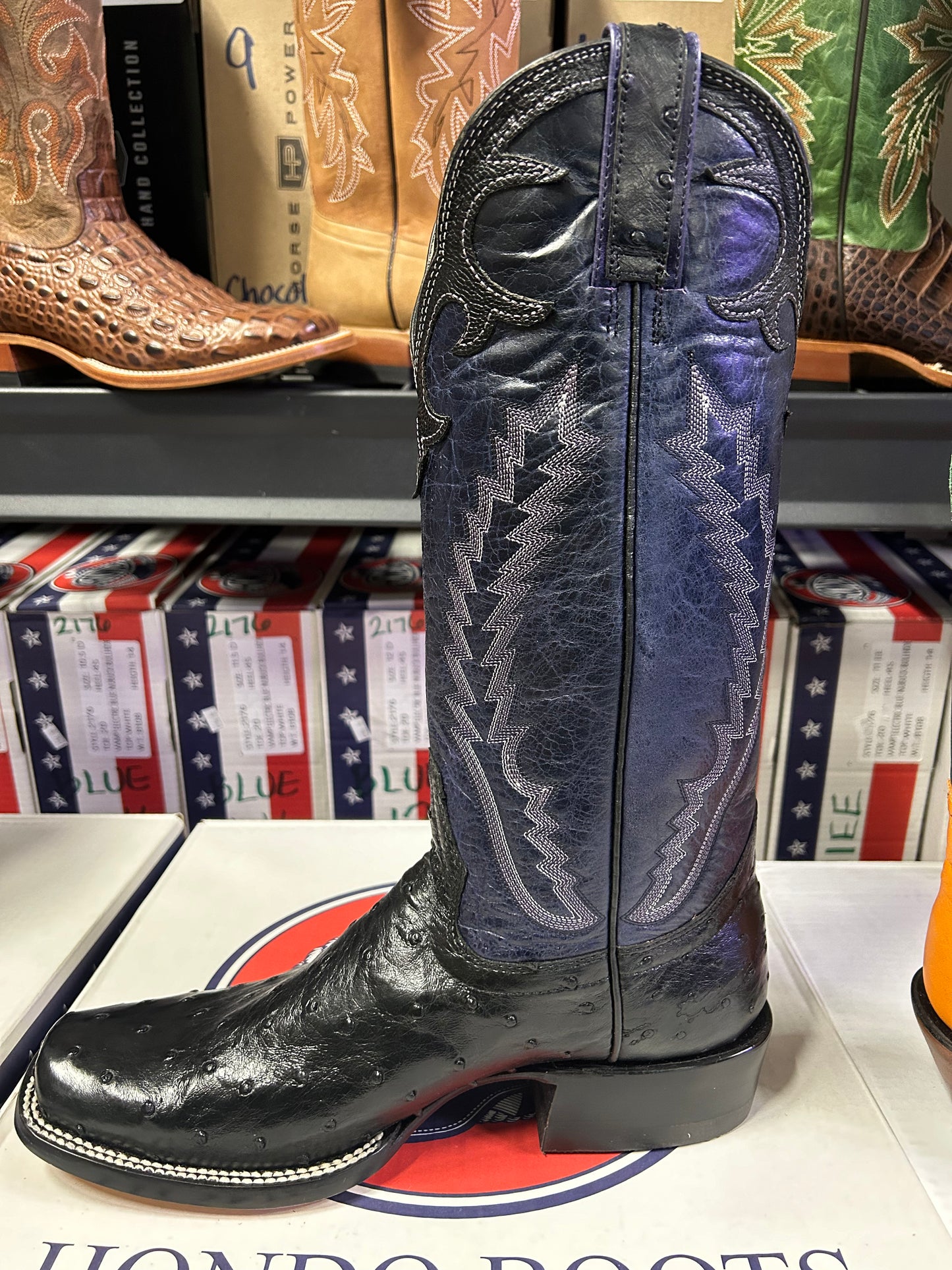 Men's Hondo Black Ostrich Grape Volcano Boot