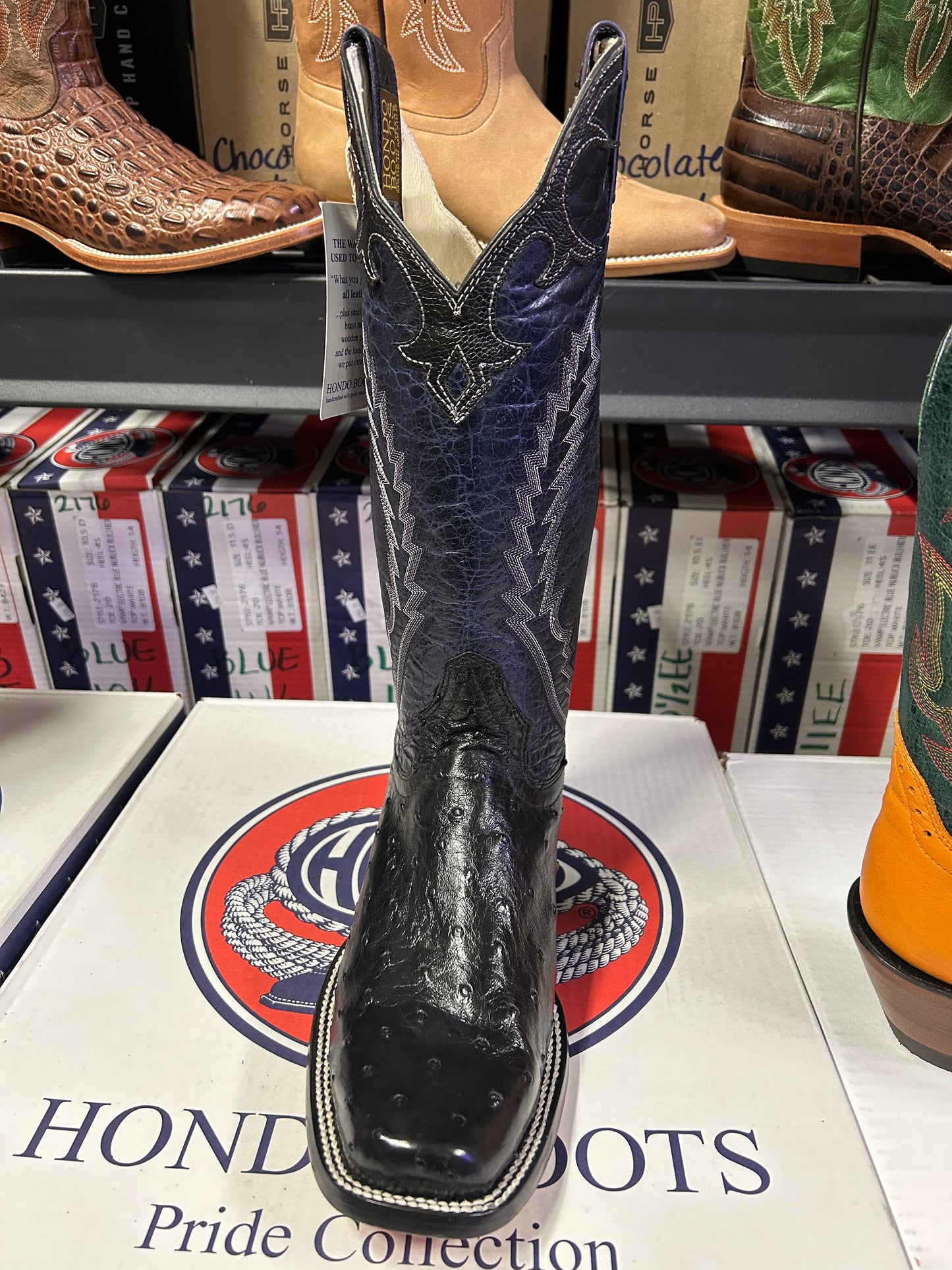 Men's Hondo Black Ostrich Grape Volcano Boot