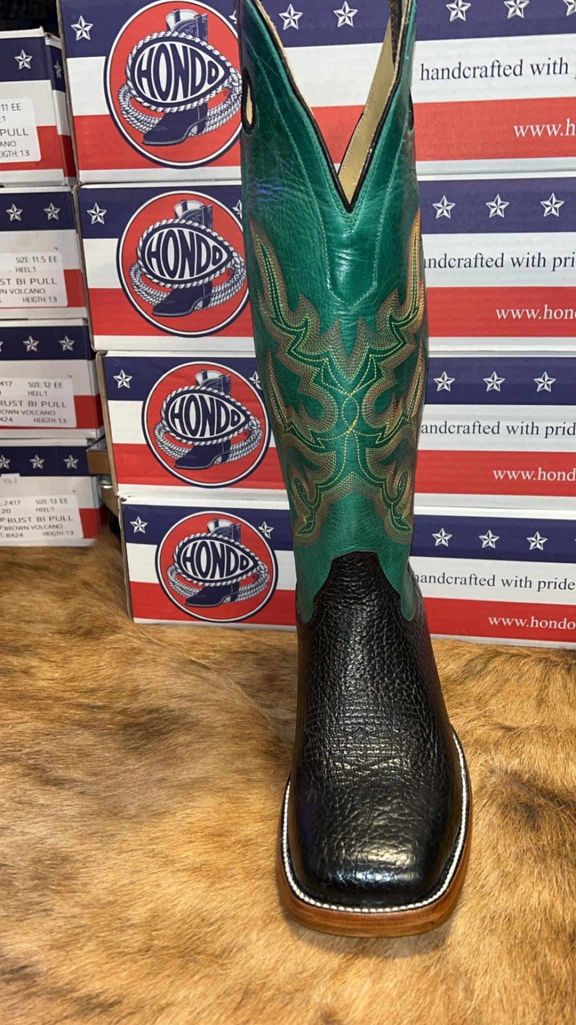 Men's Hondo Black Bullhide/Green Volcano Boot