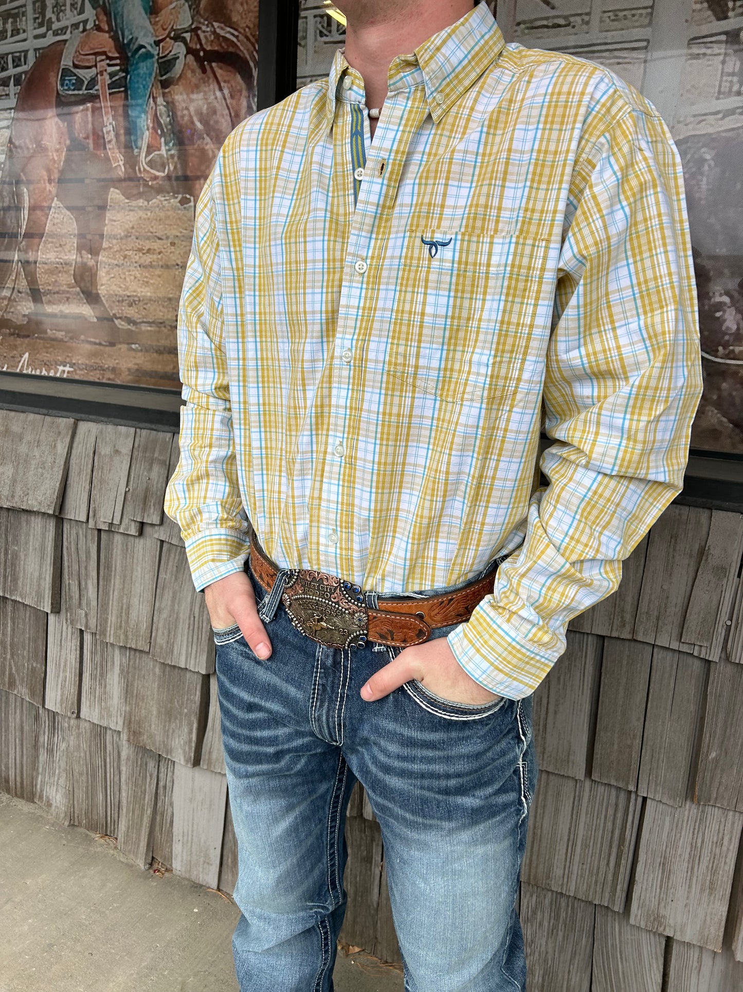 Drover Men's Long Sleeve Button Down Shirt