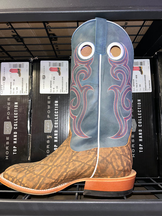 Men's Horse Power Elephant Print Blue Jeans Boot
