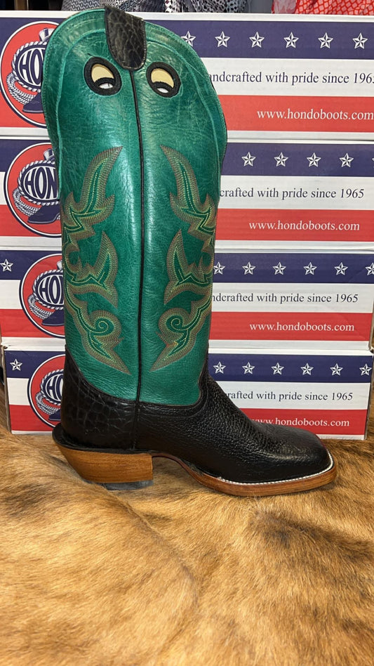 Men's Hondo Black Bullhide/Green Volcano Boot